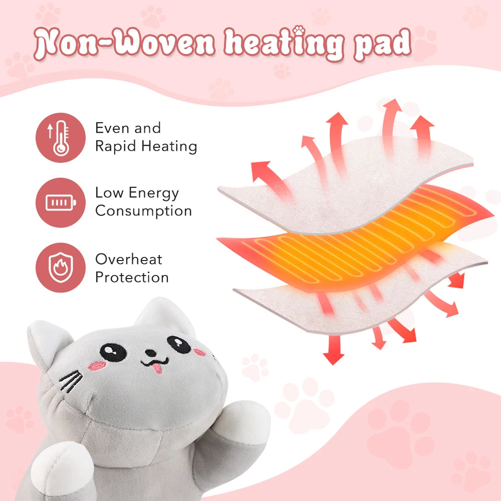 CuddleCat Heated Belly Pillow, a plush cat heating pillow, photo 4 of 19