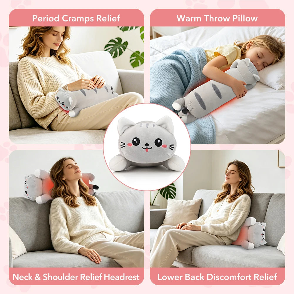 CuddleCat Heated Belly Pillow, a plush cat heating pillow, photo 6 of 19